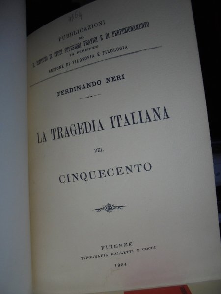 La Tragedia Italiana del Cinquecento
