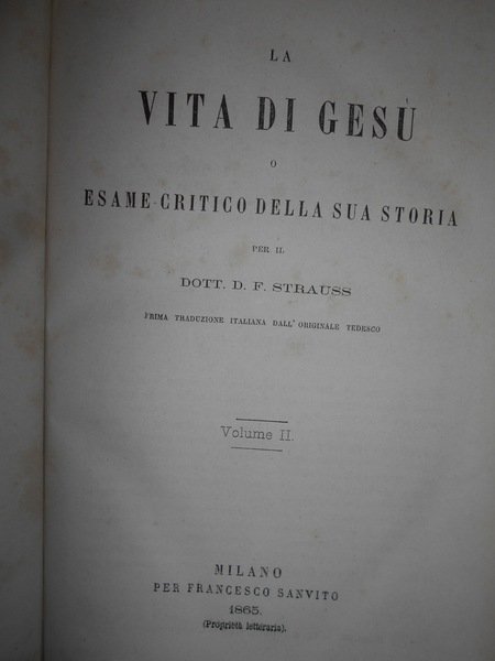 La Vita di Gesù o esame critico della sua storia