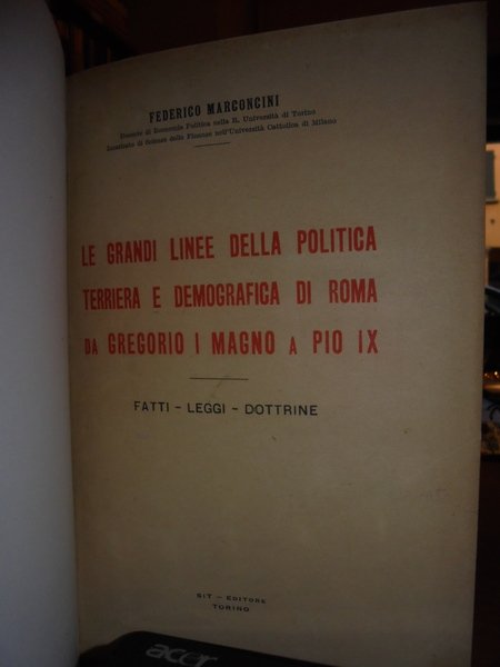 Le grandi linee della politica terriera e demografica di Roma …