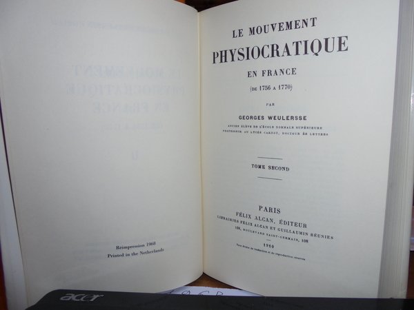 Le Mouvement Physiocratique en France (de 1756 a 1770)