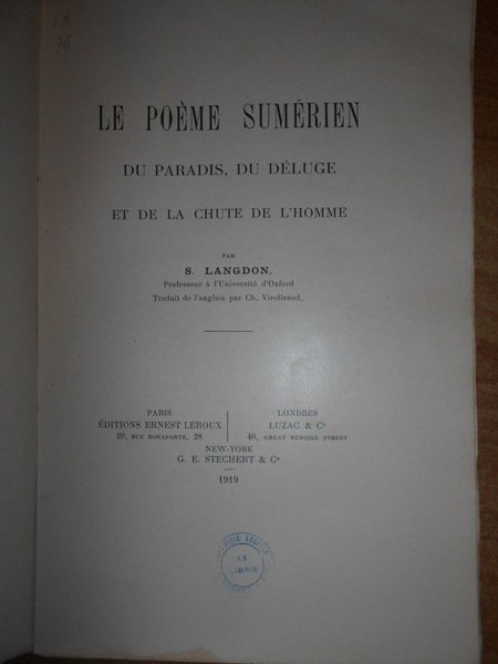 Le Poème Sumérien du Paradis, du Déluge et de la …