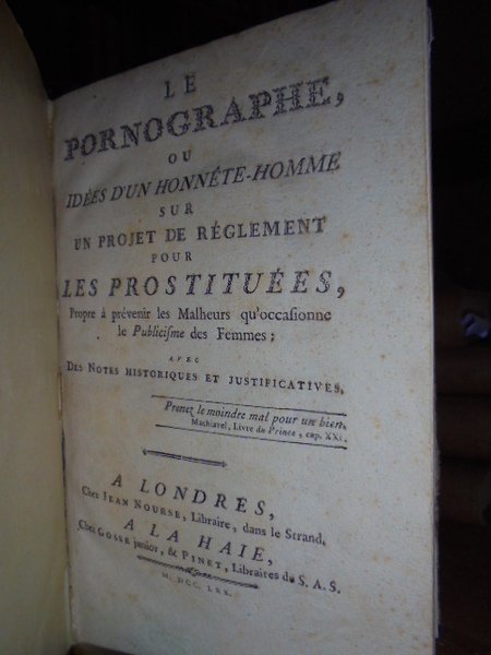 Le pornographe, ou Idées d'un honnête - homme sur un …