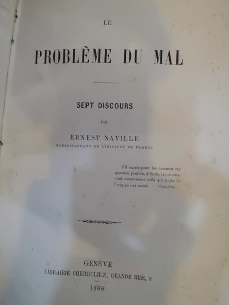 LE PROBLÈME DU MAL