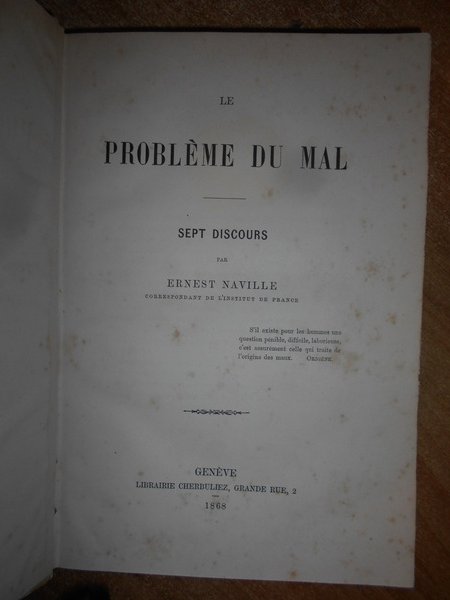 LE PROBLÈME DU MAL