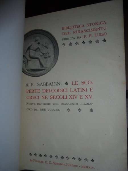 Le scoperte dei codici latini e greci ne'secoli XIV e …