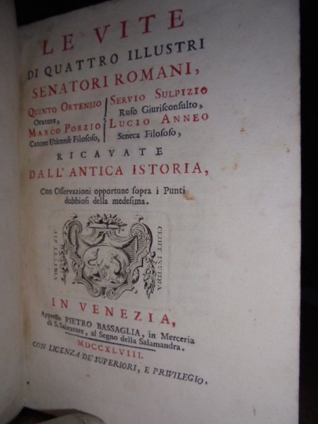Le vite di quattro illustri senatori romani, Quinto Ortensio oratore, …