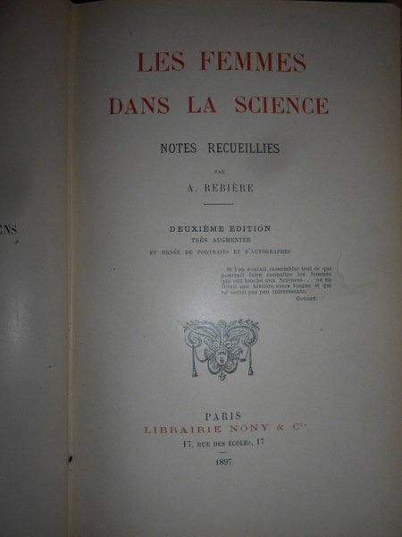 Les Femmes dans la Science. Notes recueilles