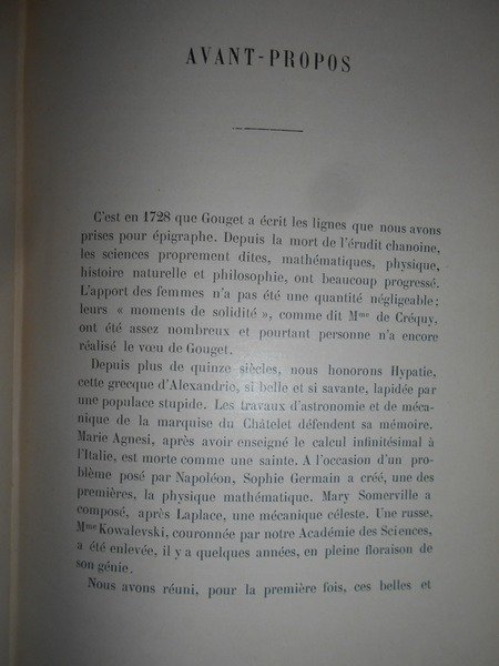 Les Femmes dans la Science. Notes recueilles