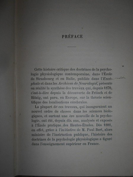 Les Fonctions du Cerveau doctrines de l' école de Strasbourg. …