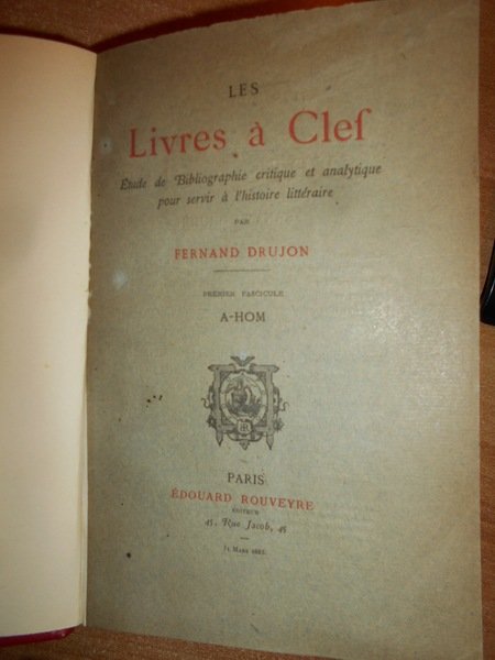 Les Livres à Clef étude de Bobliographie critique et analytique …