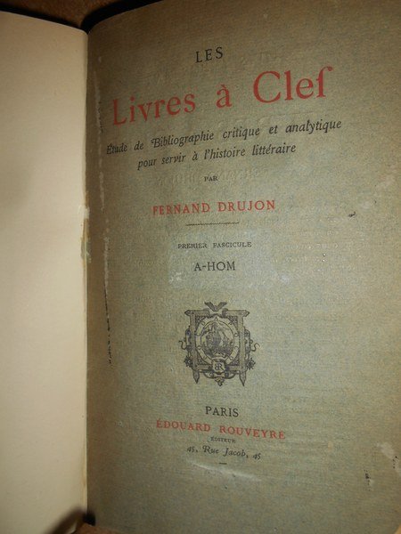 Les Livres à Clef étude de Bobliographie critique et analytique …