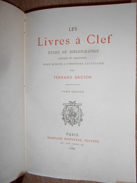 Les Livres à Clef étude de Bobliographie critique et analytique …