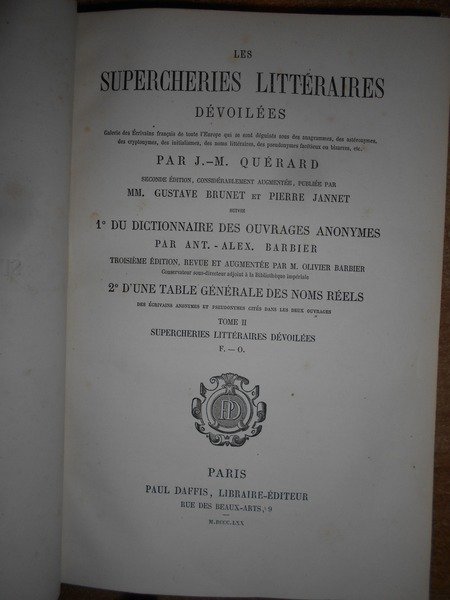 LES SUPERCHERIES LITTÉRAIRES DÉVOILÉES