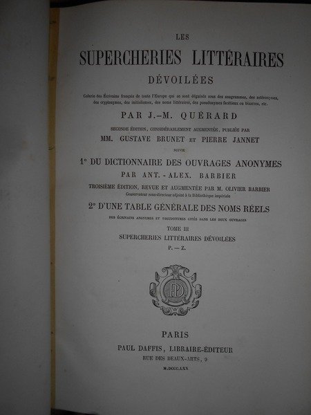 LES SUPERCHERIES LITTÉRAIRES DÉVOILÉES