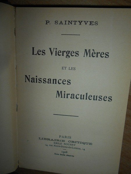 Les Vierges Mères et les Naissances Miraculeuses