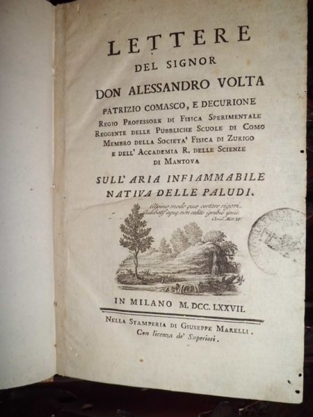 LETTERE SULL' ARIA INFIAMMABILE NATIVA DELLE PALUDI.