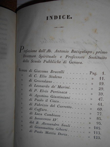 (Liguria) ELOGJ di LIGURI Illustri scritti dal P. G.B. Spotorno