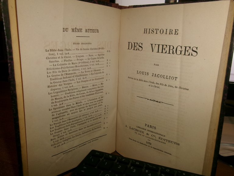 LOUIS JACOLLIOT. Histoire des VIERGES 1879 | Immagine Gallery 4