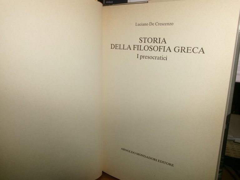 LUCIANO DE CRESCENZO. Storia della filosofia greca... 1983 - 1986 | Immagine Gallery 7