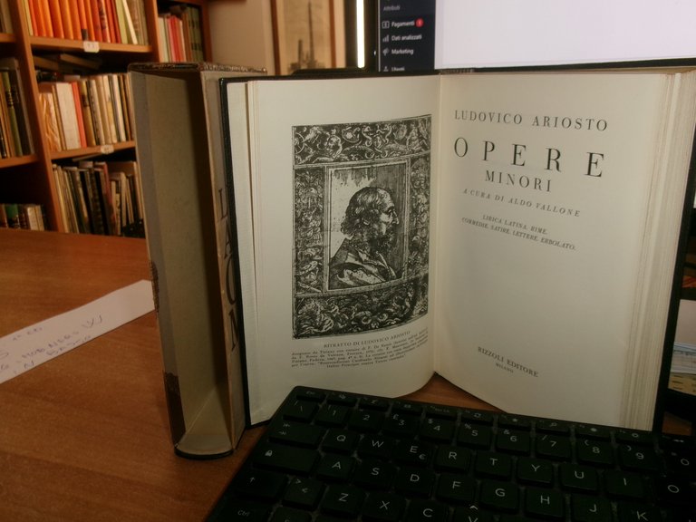 LUDOVICO ARIOSTO. OPERE MINORI... a cura di Aldo Vallone 1964