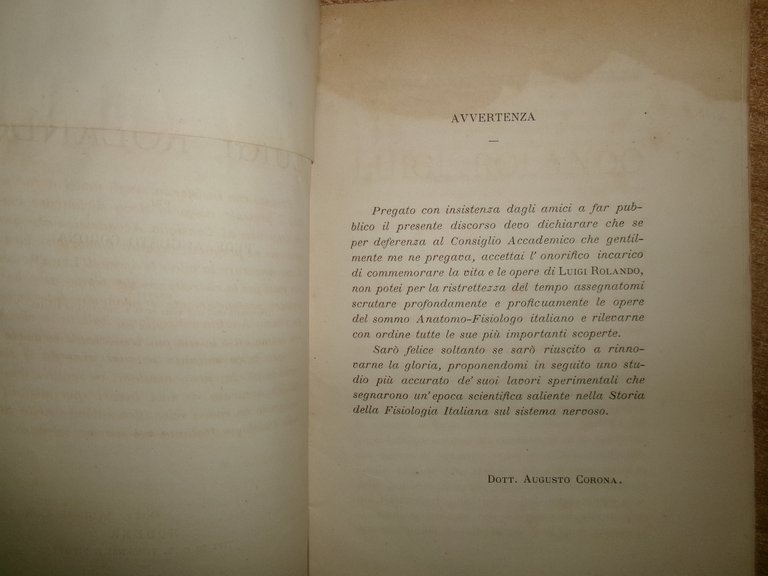 Luigi Rolando pel Prof. Augusto Corona. Discorso pronunciato nell' Aula …