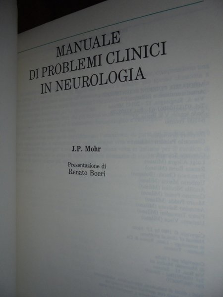 MANUALE DI PROBLEMI CLINICI IN NEUROLOGIA