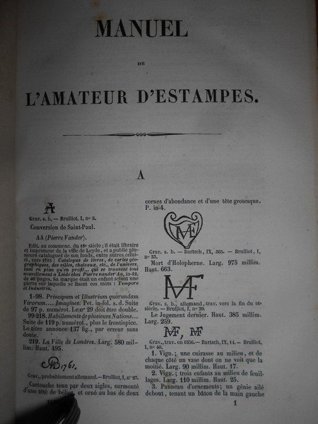 MANUEL de l' Amateur d' Estampes contenat le Dictionnaire des …