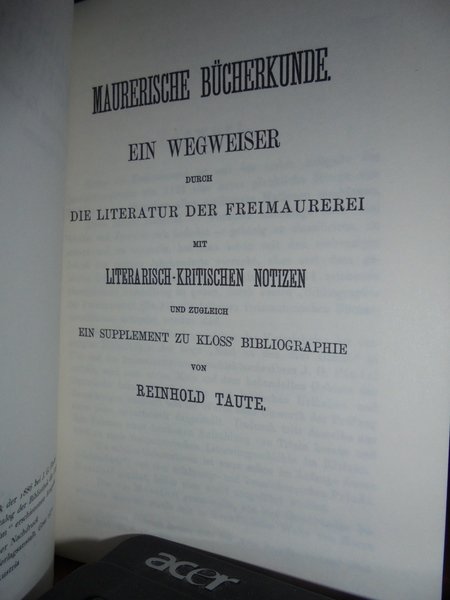 (Massoneria Bibliografia) Maurerische Bücherkunde. Reinhold Taute 1971