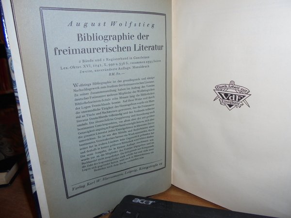 (Massoneria) Bibliographie der freimaurerischen Literatur, Herausgegeben im Auftrage des Vereins …