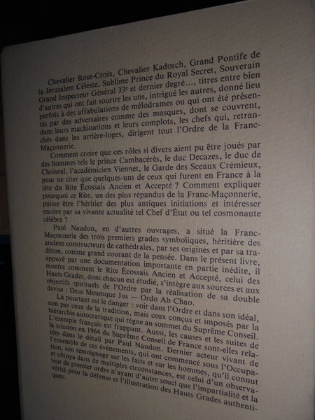 (Massoneria) Histoire, Rituels et Tuileur des Hauts Grades Maçonniques. Le …