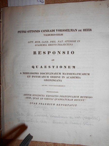 (Matematica) RESPONSIO ad Quaestionem a Nobilissimo Disciplinarum Mathematicarum et Physicarum …