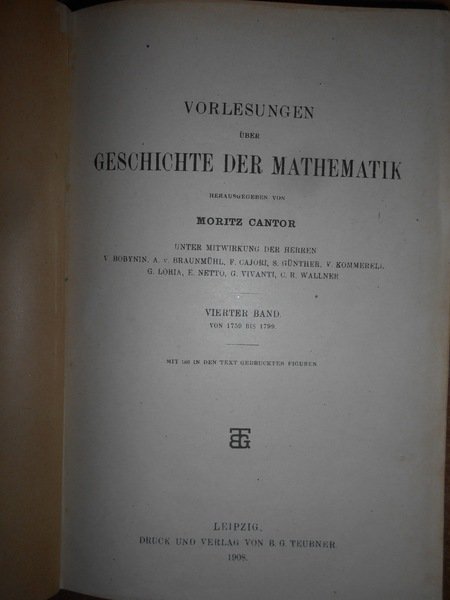 (Matematica) Vorlesungen über Geschichte der Mathematik