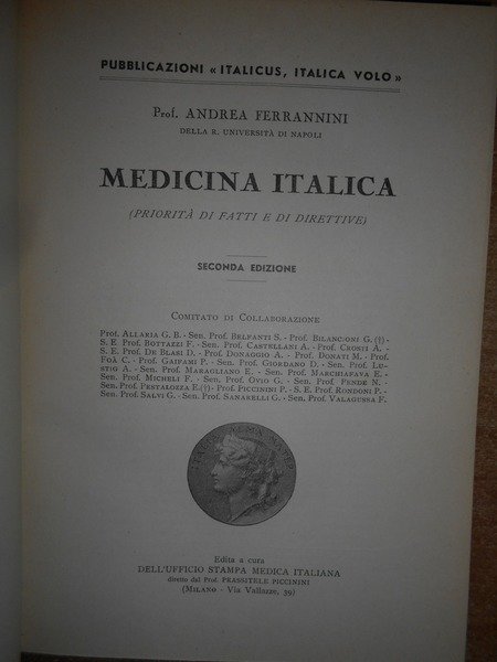Medicina italica. (priorità di fatti e di direttive)
