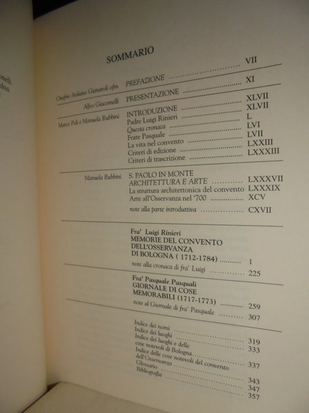 Memorie del Convento dell' Osservanza di Bologna 1712-1784.
