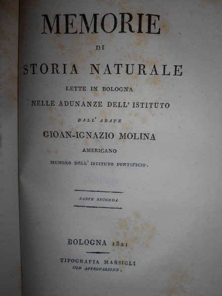 MEMORIE di Storia Naturale lette in Bologna nelle adunanze dell' …