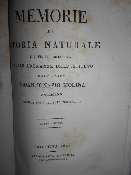 MEMORIE di Storia Naturale lette in Bologna nelle adunanze dell' …