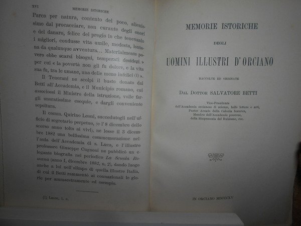 Memorie Istoriche degli Uomini Illustri d' ORCIANO