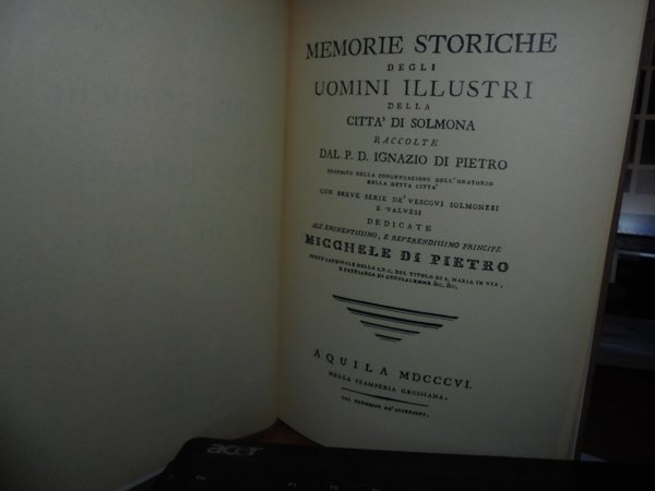 Memorie istoriche degli Uomini Illustri della Città di Solmona