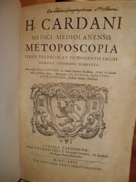 METOPOSCOPIA, LIBRIS TREDECIM, ET OCTINGENTIS FACIAEI HUMANAE EICONIBUS COMPLEXA…