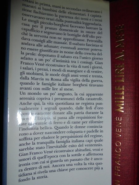 MILLE LIRE AL MESE VITA QUOTIDIANA DELLA FAMIGLIA NELL'ITALIA FASCISTA