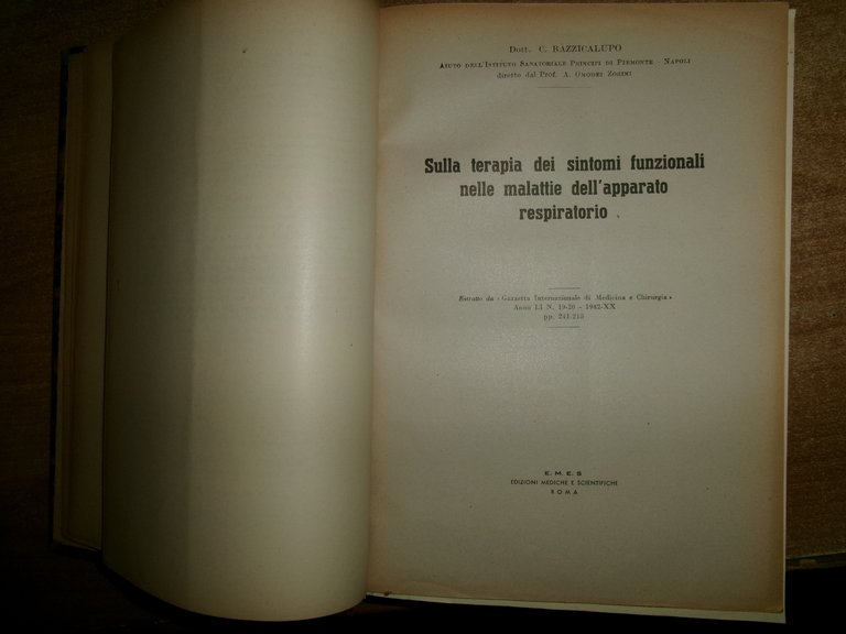 MISCELLANEA di numerosi estratti/opuscoli riguardanti l' APPARATO RESPIRATORIO