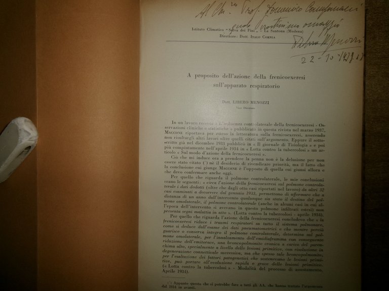 MISCELLANEA di numerosi estratti/opuscoli riguardanti l' APPARATO RESPIRATORIO