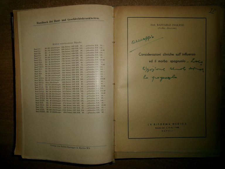 MISCELLANEA di numerosi estratti/opuscoli riguardanti le malattie infettive 1930