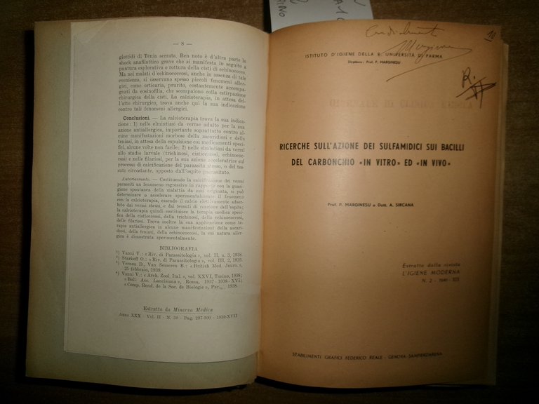 MISCELLANEA di numerosi estratti/opuscoli riguardanti le malattie infettive 1930