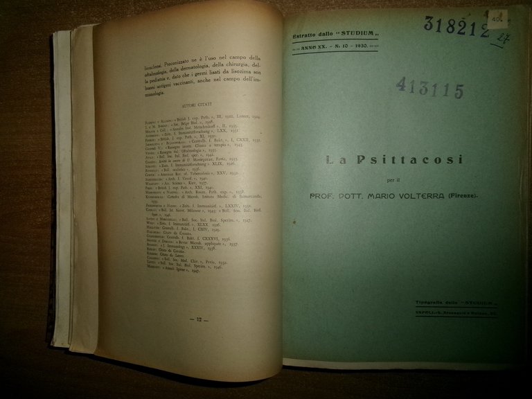 MISCELLANEA di numerosi estratti/opuscoli riguardanti le malattie infettive 1930