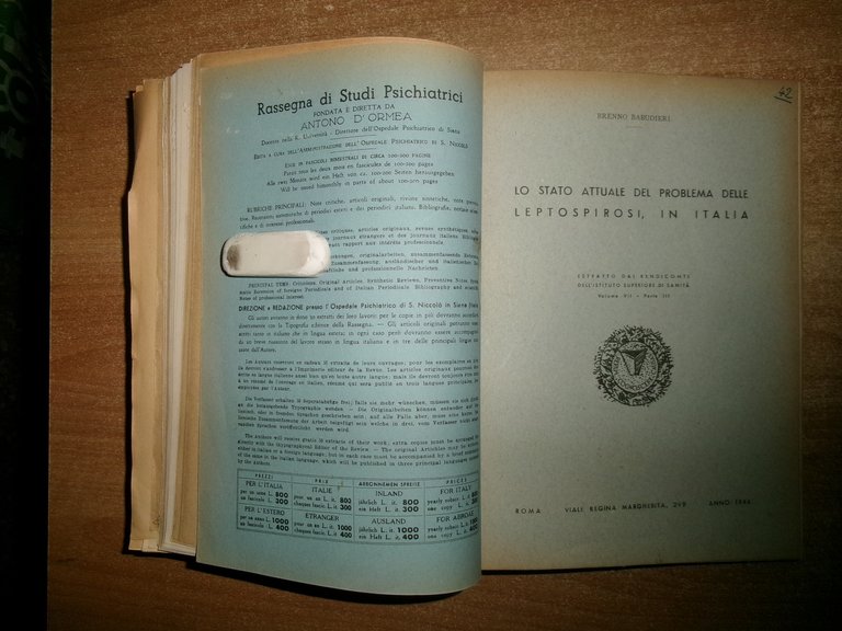 MISCELLANEA di numerosi estratti/opuscoli riguardanti le malattie infettive 1930