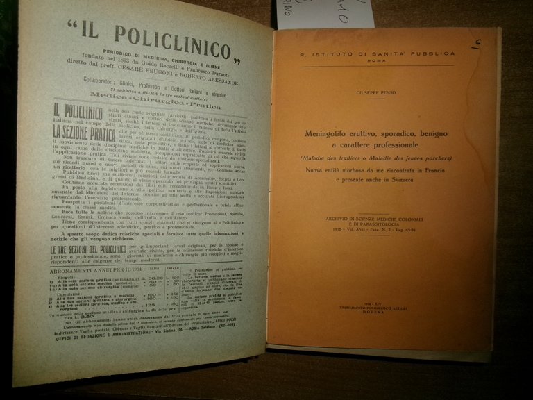 MISCELLANEA di numerosi estratti/opuscoli riguardanti le malattie infettive 1930