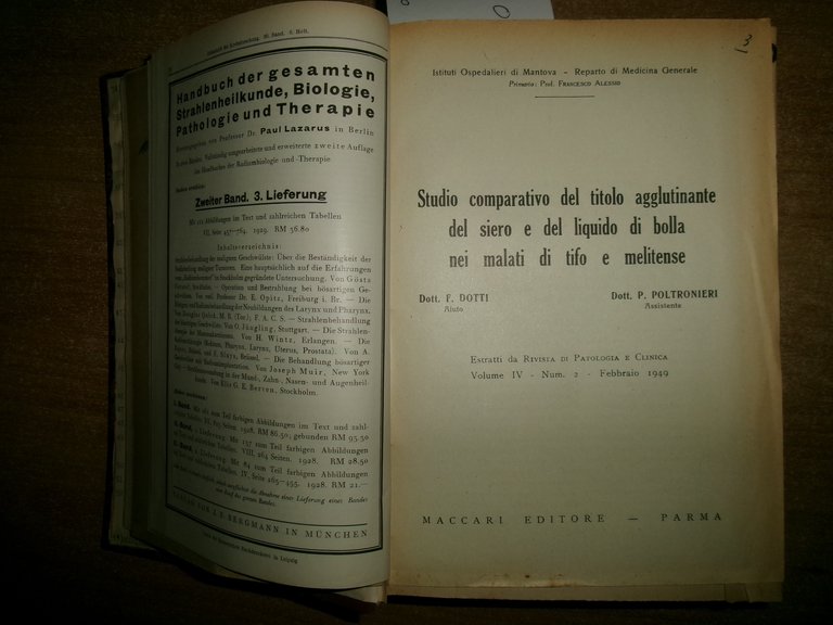 MISCELLANEA di numerosi estratti/opuscoli riguardanti le malattie infettive 1930