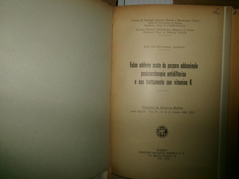 MISCELLANEA di numerosi estratti/opuscoli riguardanti le malattie infettive 1935