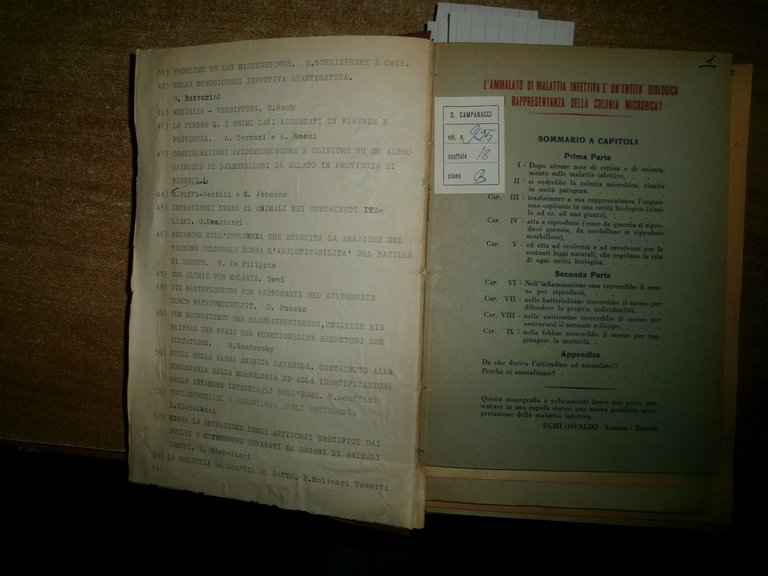 MISCELLANEA di numerosi estratti/opuscoli riguardanti le malattie infettive 1935
